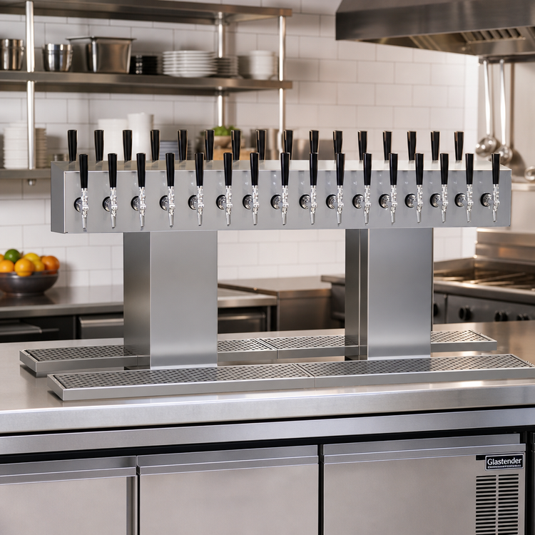 Product image #2 for Glastender Double-Sided Countertop Draft Dispensing Tower, 32 Faucets, Glycol-Cooled, Stainless Steel Construction