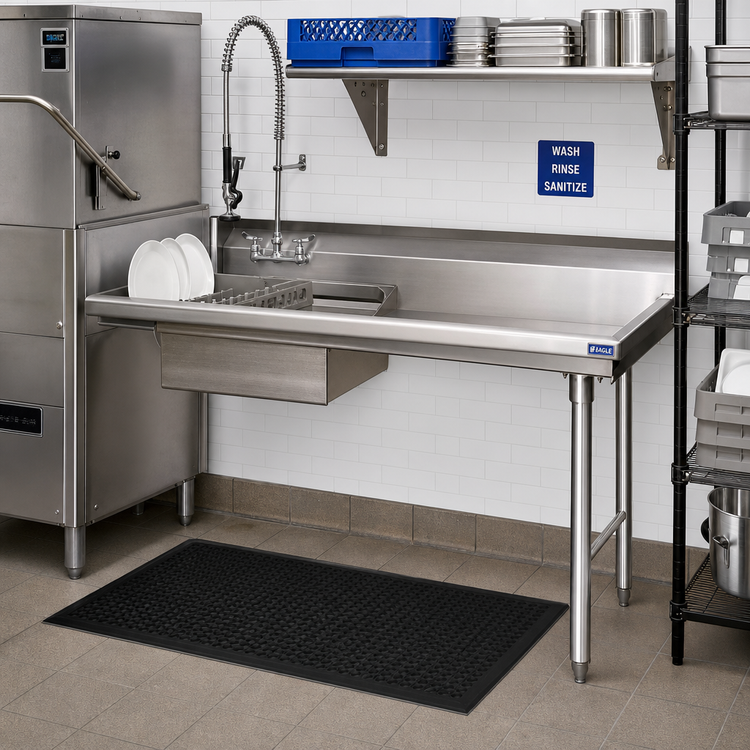 Product image #2 for Eagle Group Straight Soiled Dishtable, 60 x 30 Inches, Right-to-Left, with 20 x 20 x 5-Inch Pre-Rinse Sink