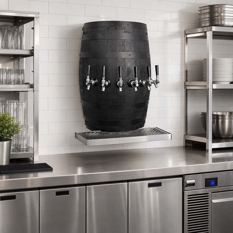 Product image #2 for Glastender Wood Barrel Wall-Mount Air-Cooled Draft Dispensing Tower, 6-Faucet