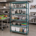 Thumbnail image #2 for Quantum 5-Tier Stationary Wire Plastic Mat Shelving Unit, 30 x 14 x 86 Inches, Green Epoxy Coated