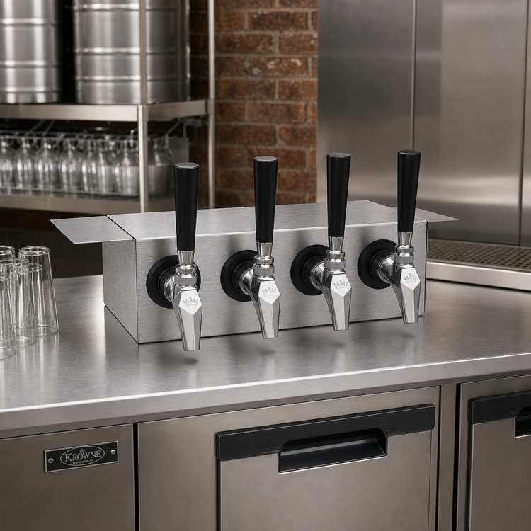 Product image #2 for Krowne 4-Faucet Glycol-Cooled Undercounter Beer Tower, 12-Inch Brushed Stainless Steel