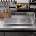 Thumbnail image #2 for Micro Matic Surface-Mount Stainless Steel Drip Tray Trough with Integral Glass Rinser, 12 x 5 Inch