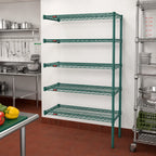 Thumbnail image #2 for Eagle Group Valu-Gard A5-74-2472VG 5-Tier Add-On Wire Shelving Unit, 72W x 24D x 74H, Green Epoxy, QuadTruss