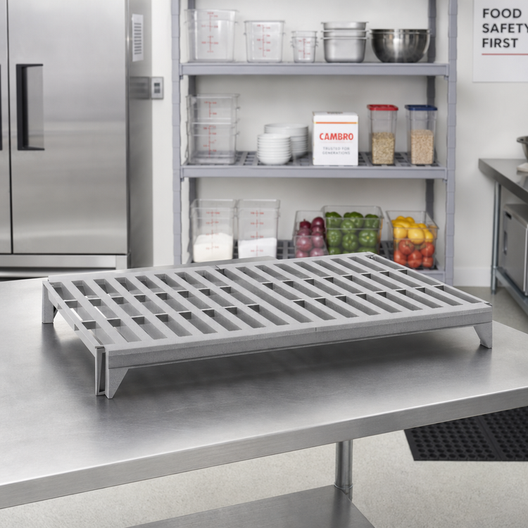 Product image #3 for Cambro Camshelving Premium Polymer 21" x 54" Vented Shelf Kit, Speckled Gray