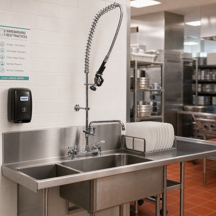 Product image #2 for WorkForce Pre-Rinse Assembly with Add-On Faucet, Splash-Mounted, 8" Centers, 6" Swing Spout