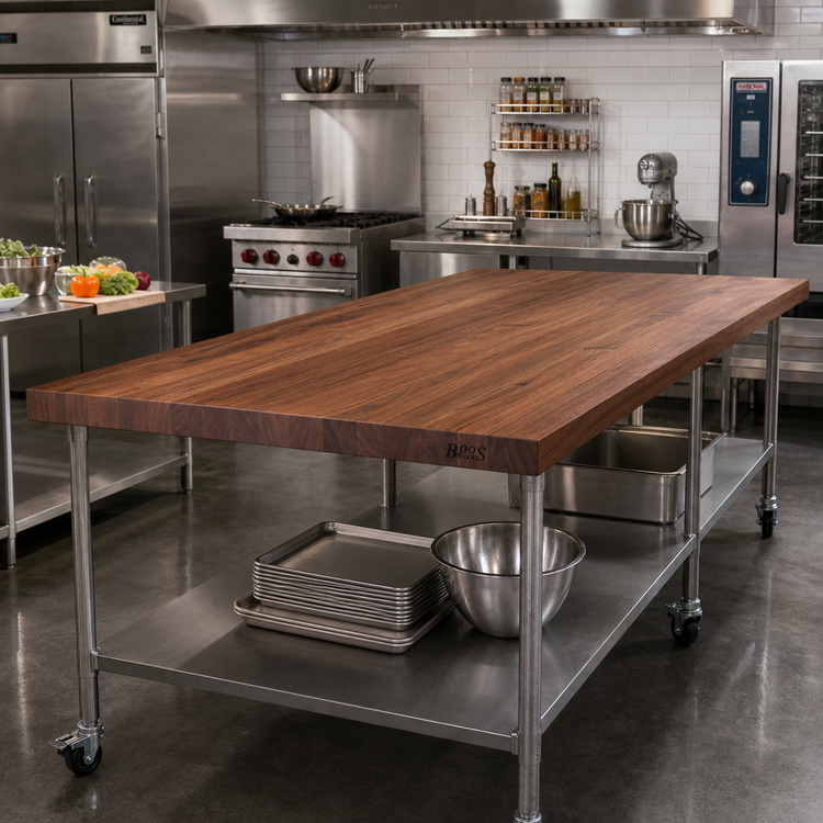 Product image #2 for John Boos Boos Block American Black Walnut Edge Grain Kitchen Countertop with Penetrating Oil Finish, 144 x 48 x 3 Inches