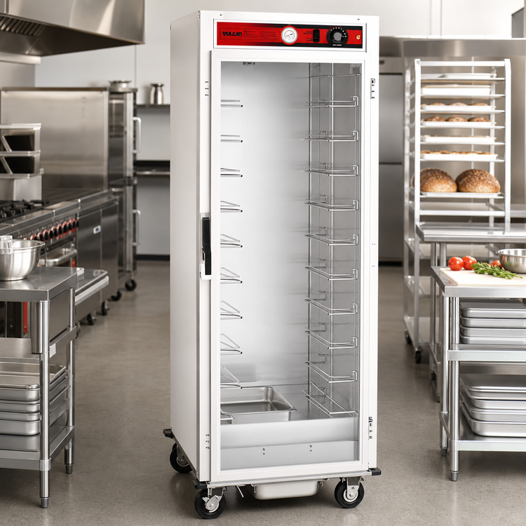 Product image #3 for Mobile Non-Insulated Stainless Steel Heated Holding and Proofing Cabinet, 18-Level Full-Size Sheet Pan Capacity, Glass Door
