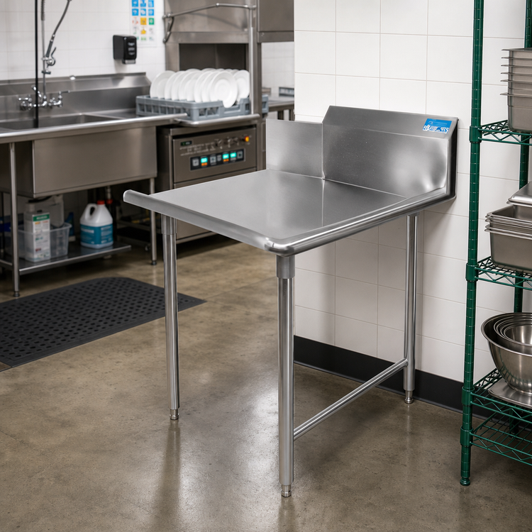 Product image #2 for BK Resources 26-Inch Right-Hand Straight Clean Dish Table with 10-Inch Backsplash