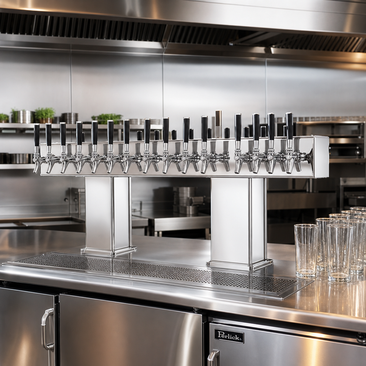 Product image #2 for Perlick 20-Faucet Extra High Countertop Bridge Tee Glycol-Cooled Draft Beer Tower, Polished Chrome