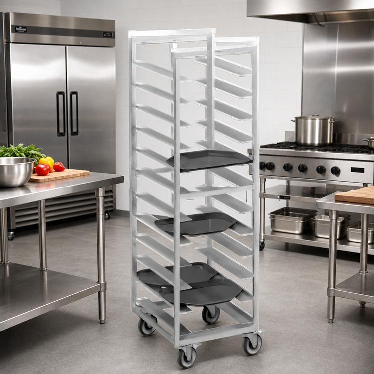 Product image #2 for Channel Manufacturing T448A6 Trapezoidal Series Aluminum Cafeteria Tray Rack, 18-Tray Capacity, 64-Inch Height