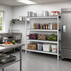 Thumbnail image #2 for Fermod Fermostock 4R59A66-E 4-Tier Polymer Shelving Add-On Unit, 66"H x 59"W x 14"D, 600 lb. per Shelf, Gray