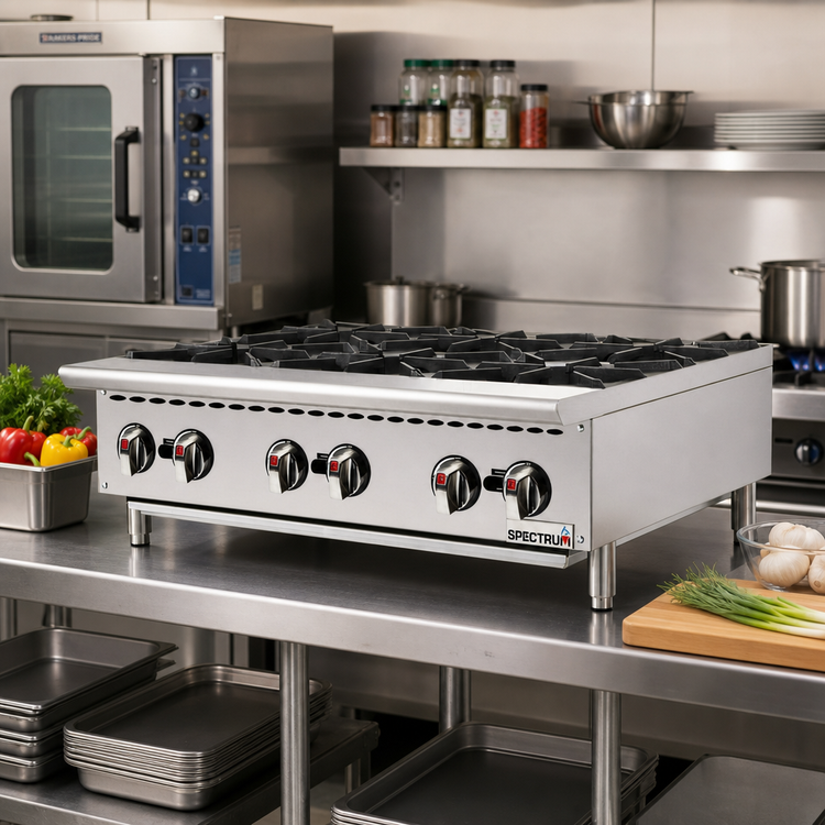 Product image #2 for Winco Spectrum™ 36-Inch Countertop Natural Gas Hot Plate with 6 Open Burners