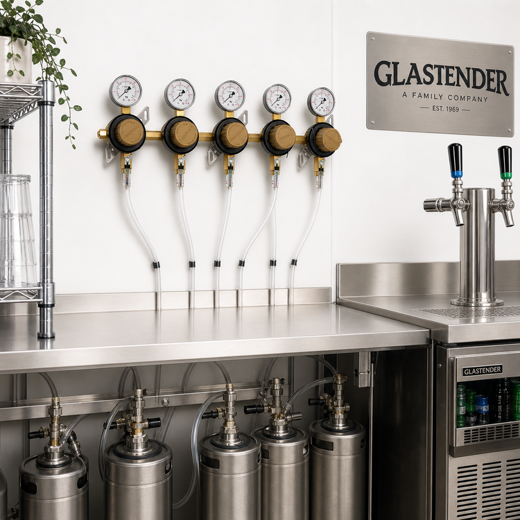 Product image #2 for Glastender Low Pressure Wall-Mount CO2 or Nitrogen Regulator Kit for 5 Products