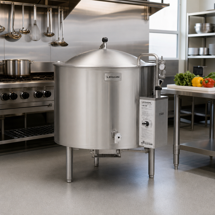 Product image #2 for Legion LGB-40F Low-Rim 40 Gallon Gas-Fired Insulated Self-Contained Stationary Kettle