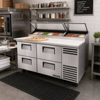 Thumbnail image #2 for True Mfg. - General Foodservice TPP-AT-67D-4-HC 67-Inch 2-Section Pizza Prep Table with 4 Drawers and Self-Contained Refrigeration