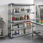 Thumbnail image #2 for Metro MetroMax 4 AX366G4 4-Shelf Add-On Polymer Shelving Unit, 60" W x 18" D, Blue, Open Grid