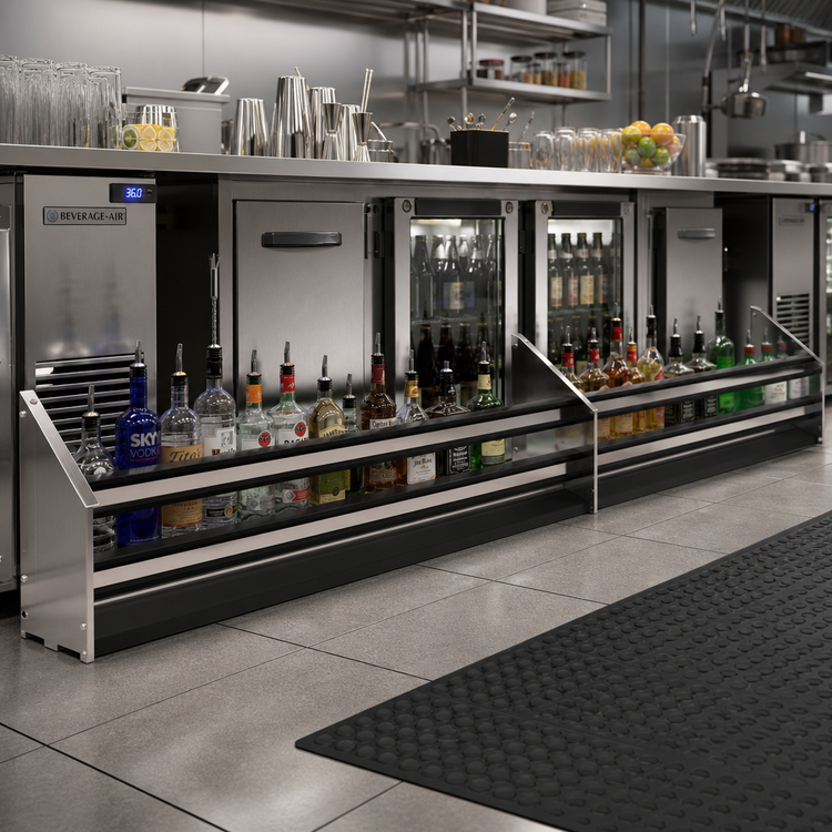 Product image #2 for Glastender DSR-81 81-Inch Double Speed Rail, Stainless Steel, Open Step-and-Rail Design