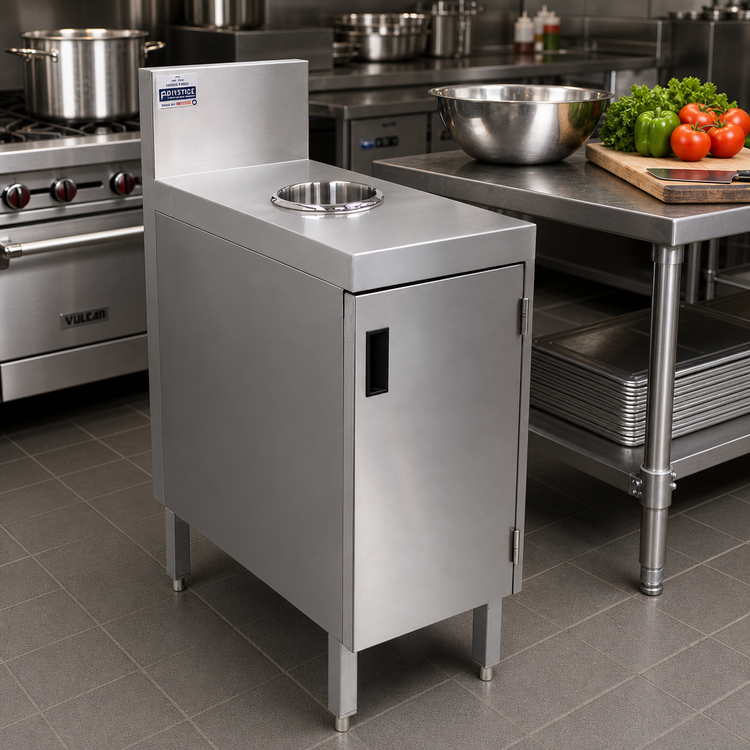 Product image #2 for Advance Tabco Prestige Supreme Stainless Steel Trash Receptacle Cabinet with Door, 12 Inch x 25 Inch x 36 Inch