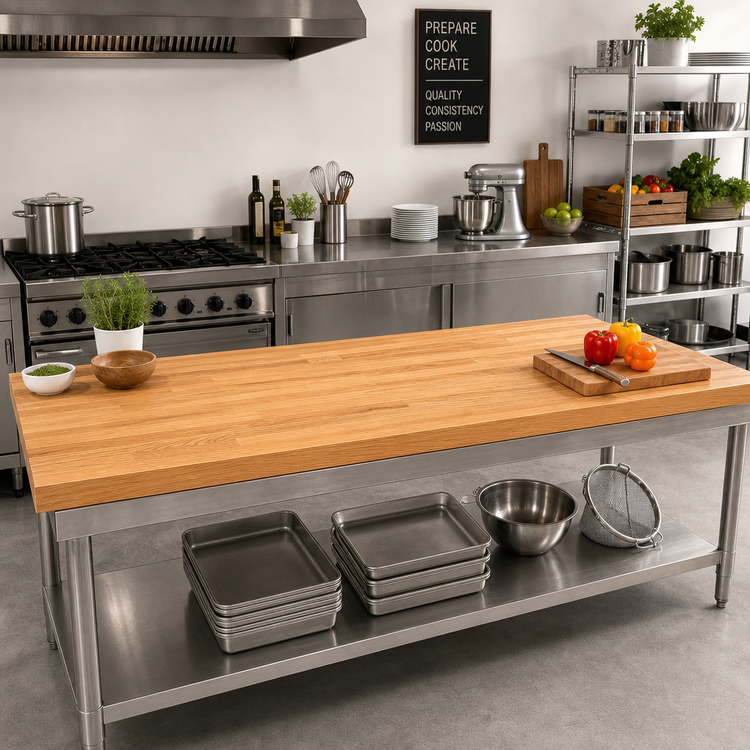 Product image #2 for Appalachian Red Oak Blended Rails Edge Grain Kitchen Countertop, 120 x 25 x 1-1/2 Inch, Varnique Finish