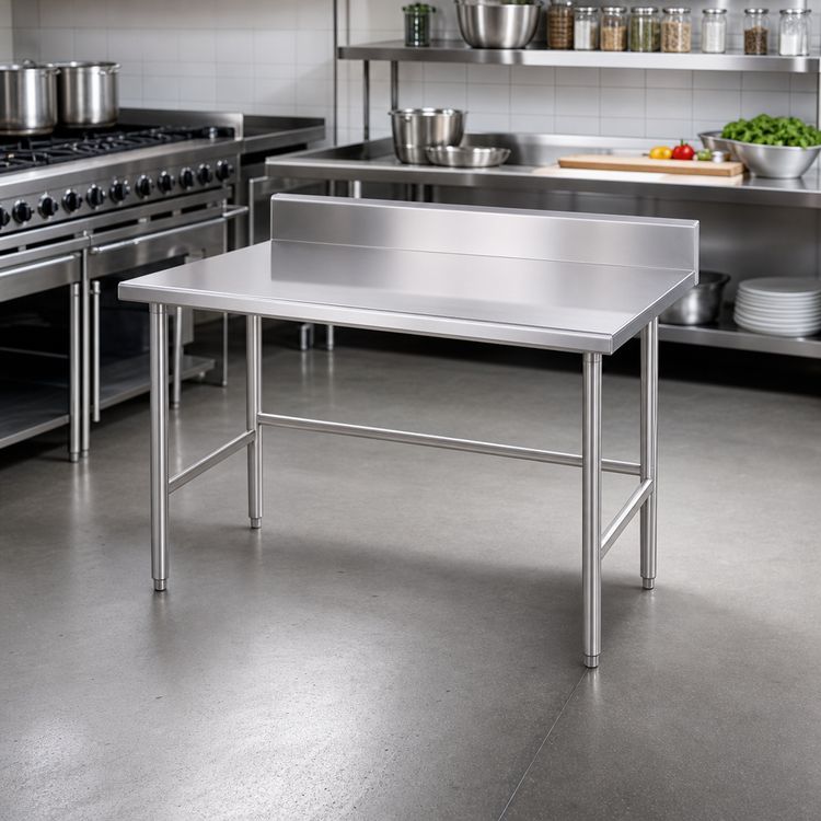 Product image #2 for 30-Inch x 24-Inch 16-Gauge 430 Stainless Steel Work Table with 5-Inch Backsplash