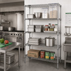 Thumbnail image #2 for Quantum WR86-1472S 4-Shelf Stationary Wire Shelving Starter Kit, 72W x 86H, 304 Stainless Steel