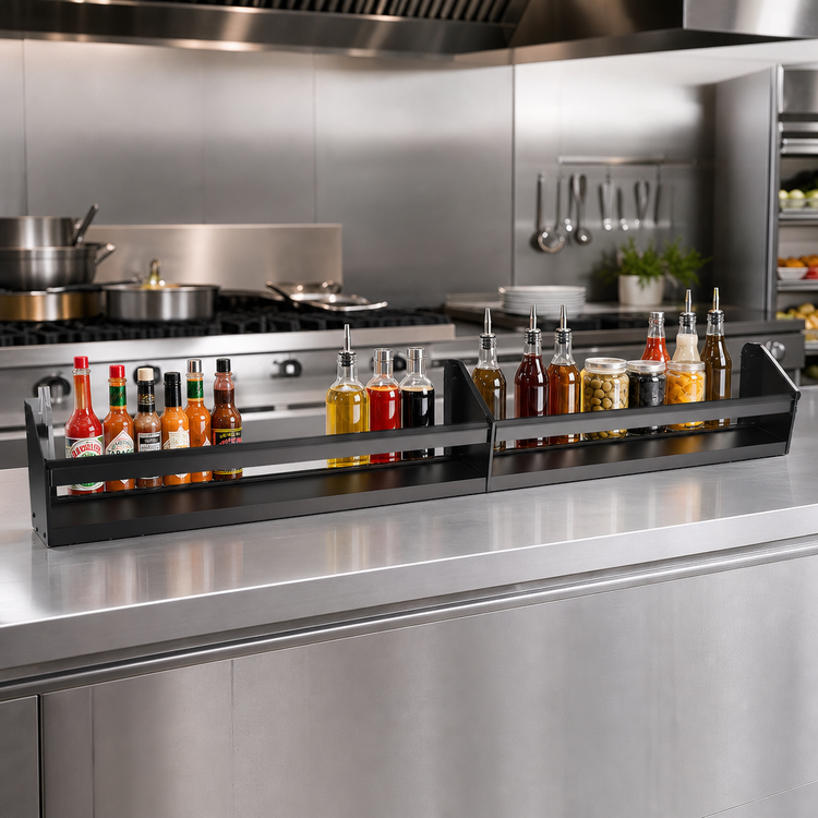 Product image #2 for Glastender 71-Inch Single Stainless Steel Speed Rail with Open Step-and-Rail Design