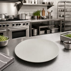 Thumbnail image #2 for CFS Brands Ridge 5310423 9-Inch Freeform Rimless Melamine Plate, Cement, Matte Finish Case of 12