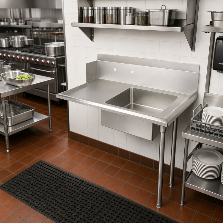 Product image #2 for BK Resources 72-Inch Straight Soiled Dish Table with Right-Hand Sink and Right-To-Left Operation