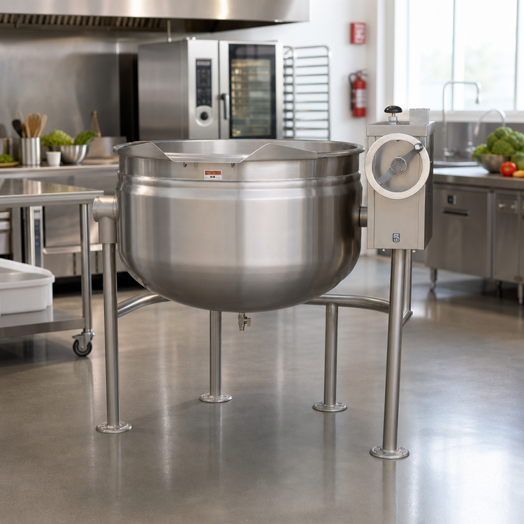 Product image #2 for Crown DLT-40F 40 Gallon Direct Steam Full Jacketed Tilting Kettle