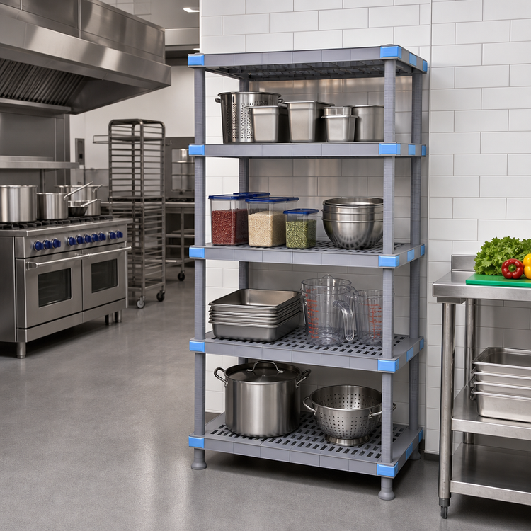Product image #2 for Quantum Millenia 36-Inch W x 21-Inch D x 50-Inch H Polymer Stationary Starter Shelving Unit, 4 Shelves