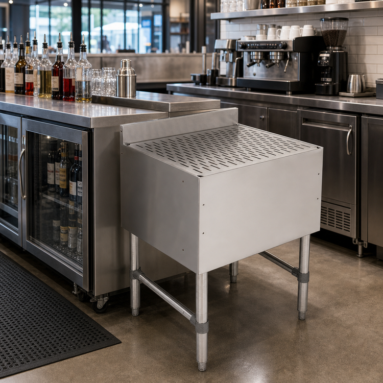 Product image #2 for John Boos Slim-Line 36 Inch Freestanding Stainless Steel Underbar Drainboard with 3 Inch Backsplash