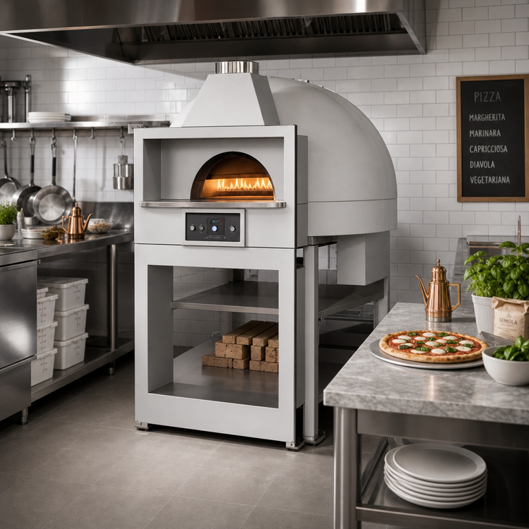 Product image #2 for Marra Forni Facade EF110G Enclosed Facade Gas-Fired Brick Pizza Oven with 43.25-Inch Round Deck