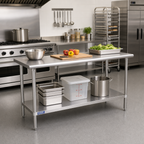 Thumbnail image #2 for Sapphire Manufacturing SMT-1872G 72-Inch x 18-Inch Stainless Steel Work Table with Adjustable Galvanized Undershelf, 18-Gauge 400-Series Top