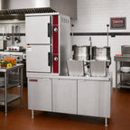 Thumbnail image #2 for Crown DCX-2-6-10 Two Compartment Direct Steam Kettle and Convection Steamer with 60 Inch Cabinet Base