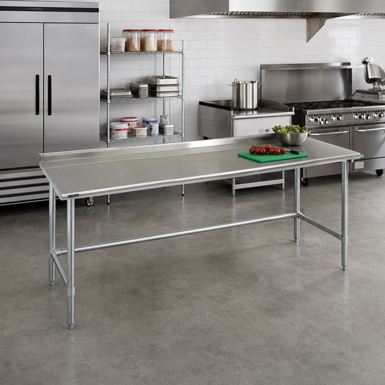 Product image #2 for Eagle Group Budget Series Stainless Steel Work Table, 120 x 24 Inches, 430 Top, 1-1/2 Inch Rear Up-Turn
