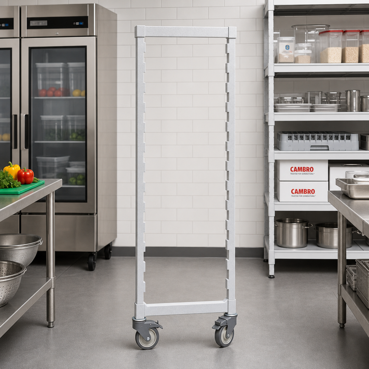 Product image #3 for Cambro Camshelving Premium Series Mobile Post Kit with Locking Casters, 24 Inch Wide x 75-1/4 Inch High, Speckled Gray