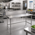 Thumbnail image #2 for Advance Tabco 60-Inch W x 30-Inch D 14-Gauge 304 Stainless Steel Work Table with 10-Inch Backsplash and Open Base