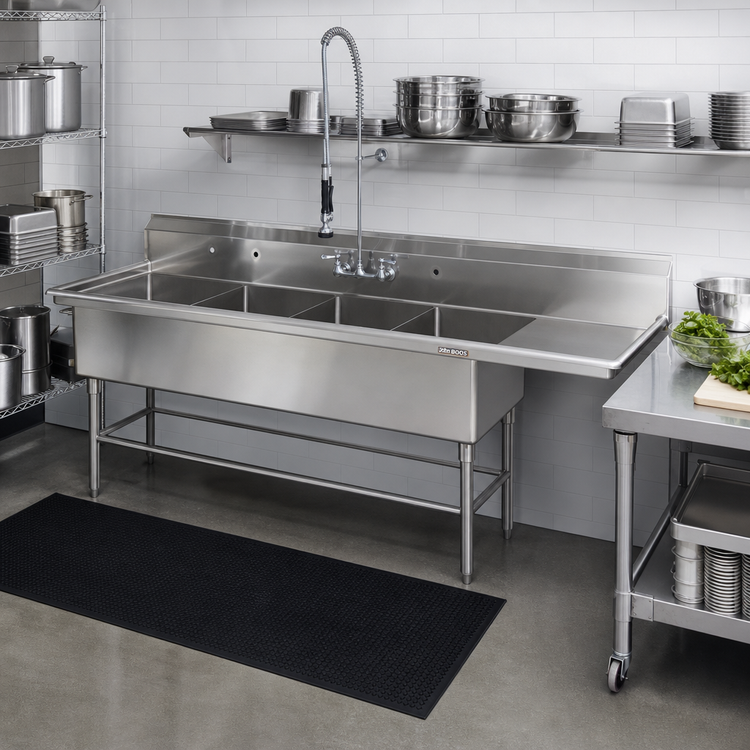 Product image #2 for John Boos Pro-Bowl 4-Compartment Sink with Right-Hand Drainboard, 14-Gauge Stainless Steel