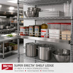 Thumbnail image #2 for Metro Super Erecta L21WS Stainless Steel Shelf Ledge, 21"W x 4"H, for Solid Shelving with Polymer Mounting Clips Case of 6