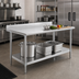 Thumbnail image #2 for Deluxe Series 48 x 30 Inch Stainless Steel Commercial Work Table with 4-1/2 Inch Backsplash and Undershelf