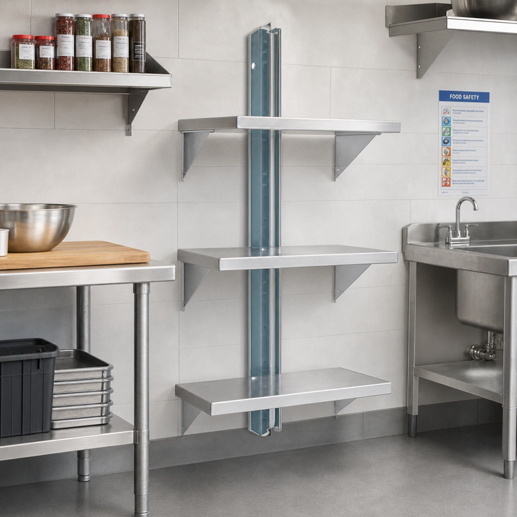 Product image #2 for Eagle Group 108 Inch Aluminum NSF Wall-Mounted Cantilever Shelving Upright