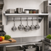 Thumbnail image #2 for 72-Inch Wall Shelf with Pot Rack and 6 Hooks, Stainless Steel