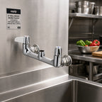 Thumbnail image #2 for T&S Brass equip 5F-8WLX00-EE 8-Inch Wall-Mount Mixing Faucet, Less Nozzle, Lever Handles, Ceramic Valves, Low-Lead