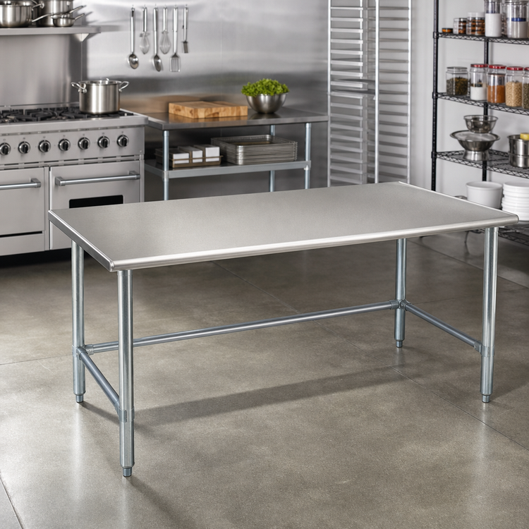 Product image #2 for Eagle Group Budget Series Flat Top Stainless Steel Work Table with Galvanized Tubular Base, 72 x 36 Inches