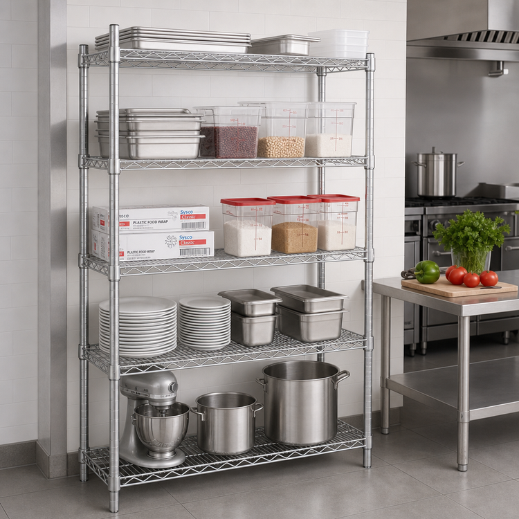 Product image #2 for Eagle Group 5-Tier Chrome-Plated Wire Add-On Shelving Unit, 42W x 18D x 74H