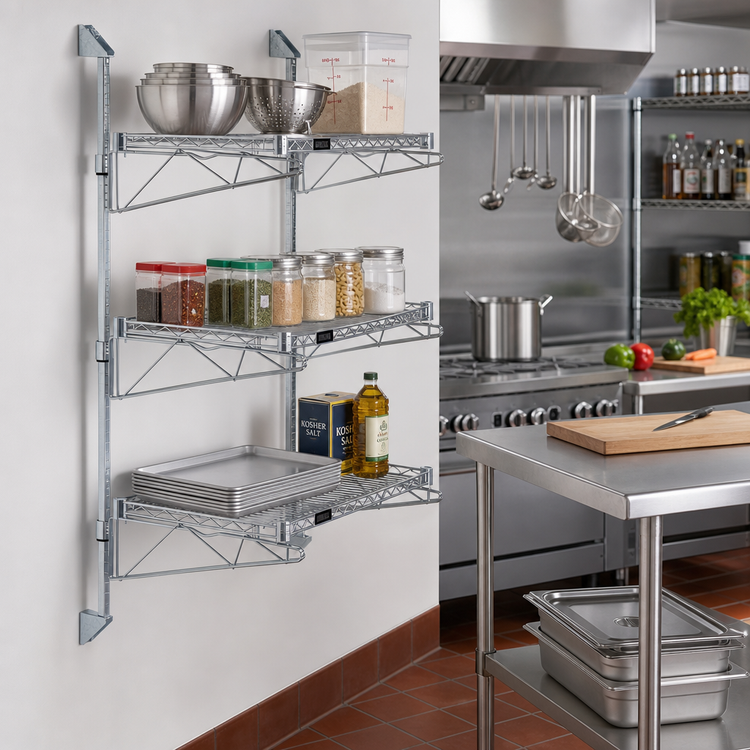 Product image #2 for Quantum Wall-Mount Cantilever Starter Shelf Kit with 3 Wire Shelves