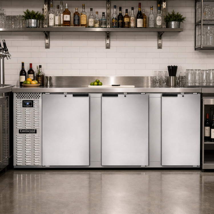 Product image #2 for Continental Refrigerator BB90NSS 90-Inch 35 cu. ft. Three-Door Front Breathing Back Bar Cooler
