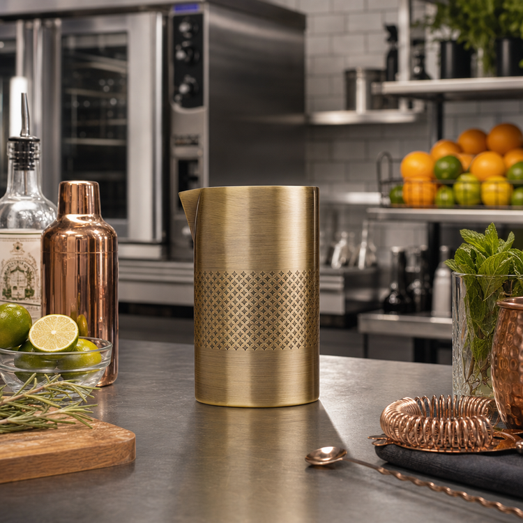 Product image #3 for Barfly Diamond Lattice Double-Wall Insulated Mixing Tin with Pouring Spout, 21 oz., Antique Copper Plated Satin Finish