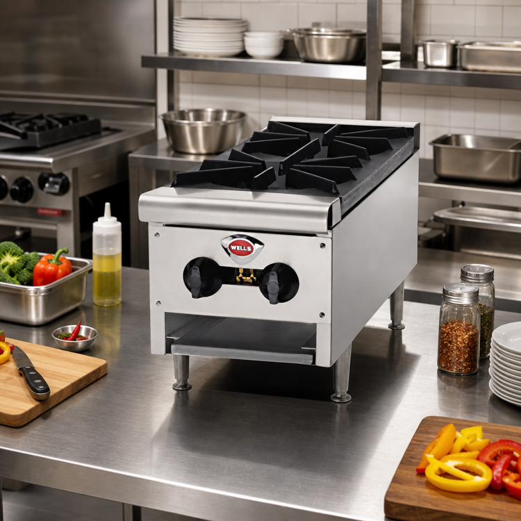 Product image #2 for Wells 12-Inch Countertop Natural Gas Hot Plate with 2 Burners