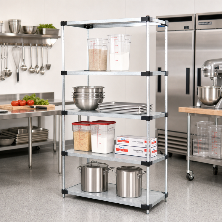 Product image #2 for Quantum 24" W x 24" D x 74" H Stationary Solid Shelving Starter Kit with 4 Solid Shelves